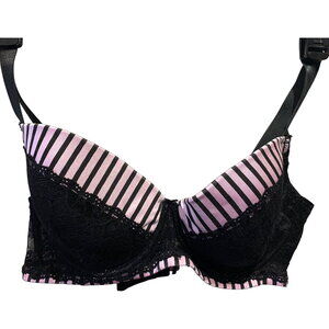 Women’s Angelina Blush Pink And Black Lace Push Up Underwire Bra in Size 38C